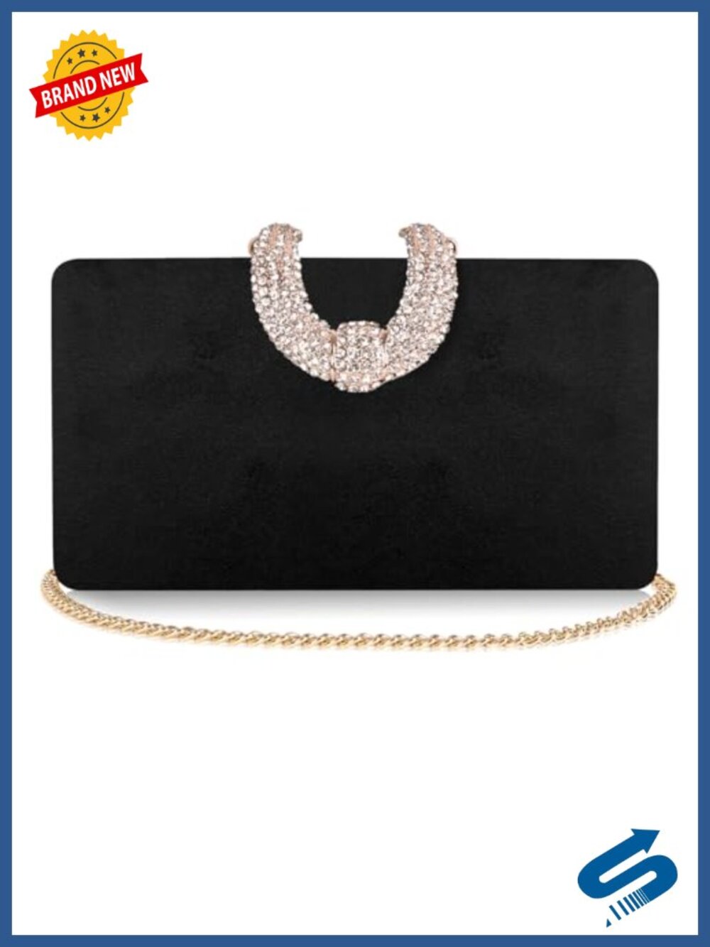 Rhinestone Crystal Clutch Evening Bag with Detachable Chain Formal Party Wedding